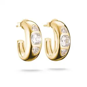 THOMAS SABO 18k Gold Plated Hoop Earrings with Zirconia Stones