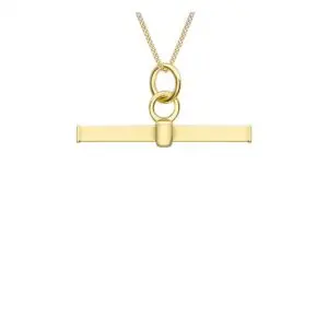9ct Yellow Gold 20mm x 10mm Round T-Bar Pendant