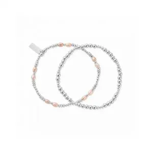 ChloBo Silver Pink Pearl Set Of 2