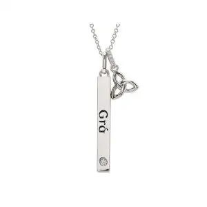 Sterling Silver Grá Lab Sapphire Trinity Pendant