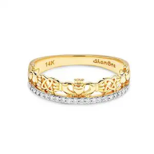 14k Gold Lab Diamond Claddagh Ring