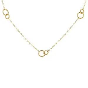 9ct Yellow Gold Double Ring Station Necklace