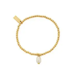 ChloBo Gold Cute Charm Pearl Drop Bracelet