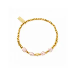 ChloBo Gold With Love Pink Pearl Bracelet
