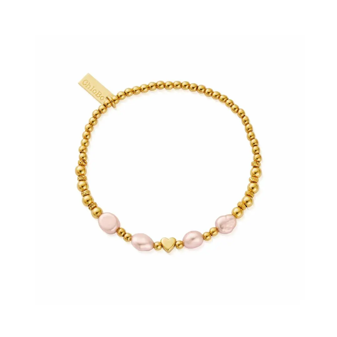 ChloBo Gold With Love Pink Pearl Bracelet