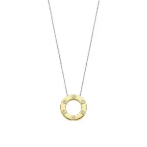 Ti Sento Gilded Open Circle Cubic Zirconia Pendant