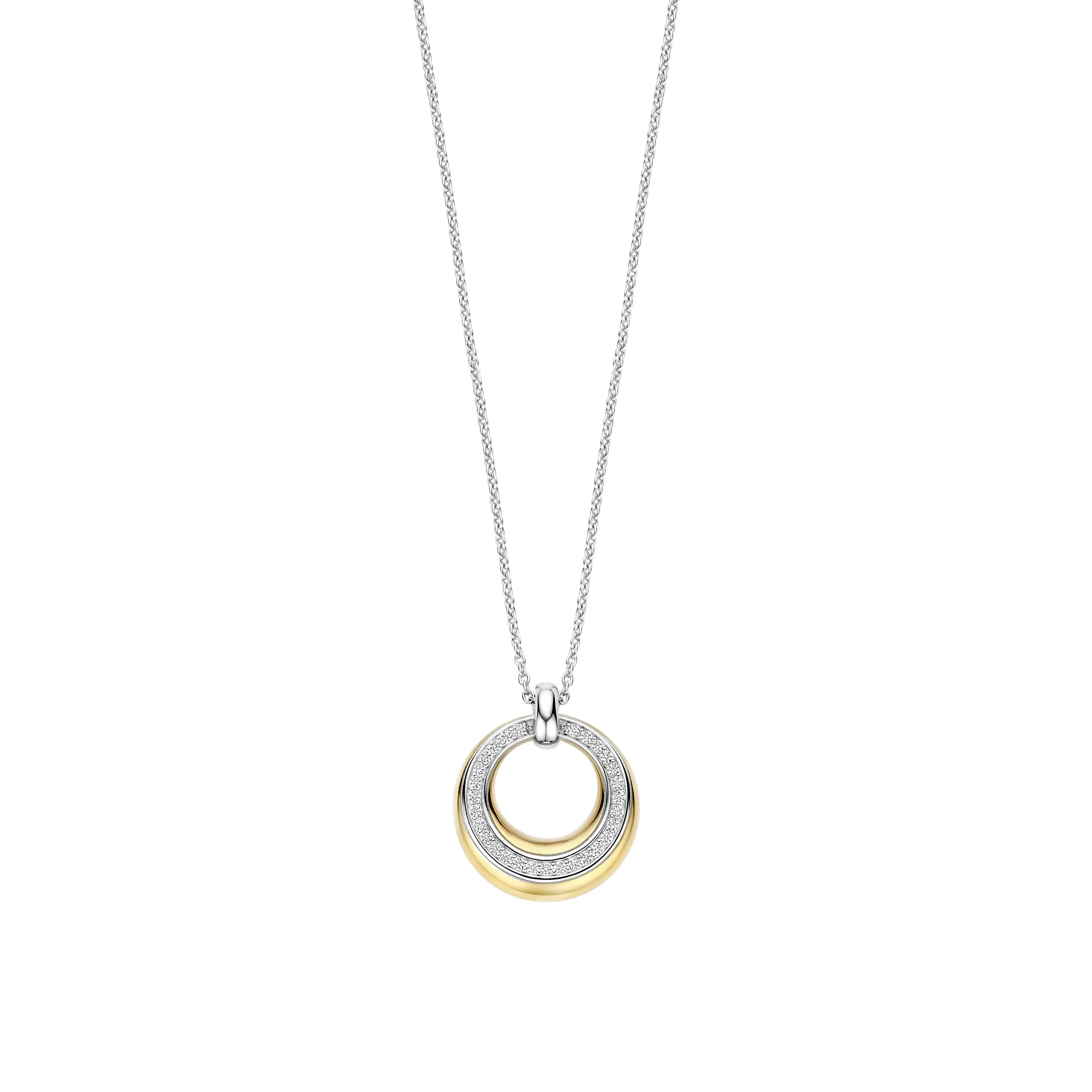 Ti Sento Graduated Cubic Zirconia Gilded Circle Pendant