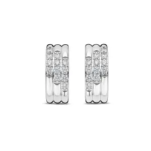 Ti Sento Silver Cubic Zirconia 3 Row Stud Earrings