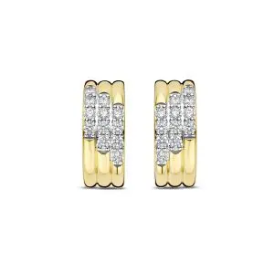 Ti Sento Gold Plated Cubic Zirconia 3 Row Stud Earrings