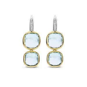 Ti Sento Gilded Silver Blue Stone Earrings