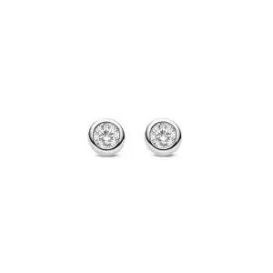 Ti Sento Silver Cubic Zirconia Rubover Stud Earrings