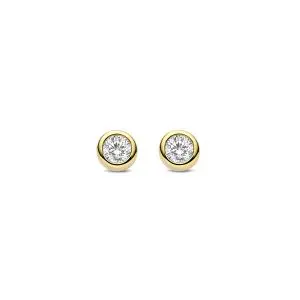 Ti Sento Gold Plated Cubic Zirconia Rubover Stud Earrings