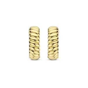 Ti Sento Ridged Gold Plated Hoop Earrings