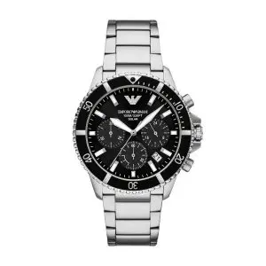 Armani World Explorer Chrono Stainless Steel Black Dial Gents Watch