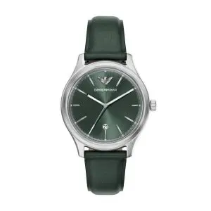 Armani Dario Green Dial Pro Planet Leather Strap Gents Watch
