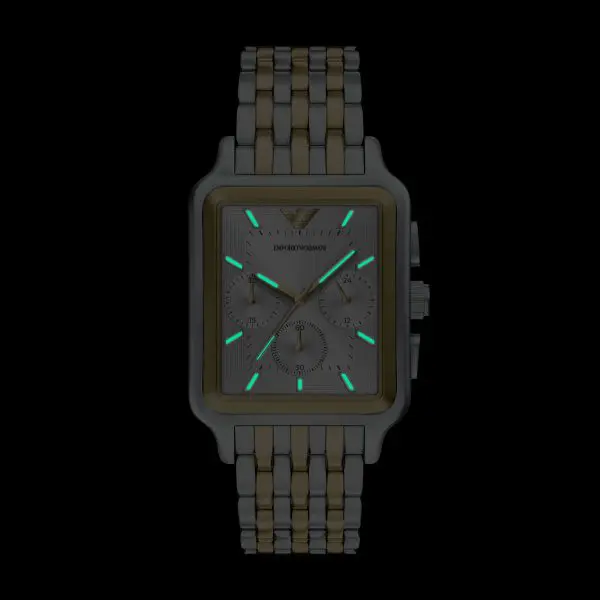 Armani Diego Two Tone Rectangular Chrono Case Gents Watch - Image 5
