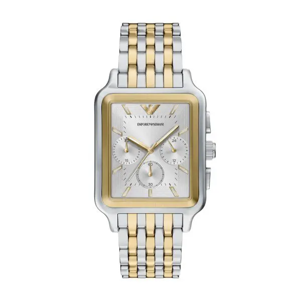 Armani Diego Two Tone Rectangular Chrono Case Gents Watch