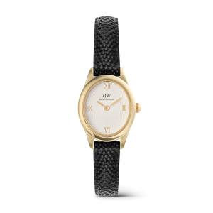 Daniel Wellington Oval Gold Plated Case Lizard Strap Ladies Watch