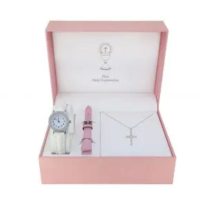Girls Communion Stone Set Watch with Interchangeable Strap and Cross
