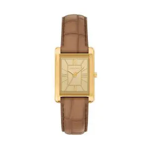 Michael Kors Essex Gold Plated Case Leather Strap Ladies Watch