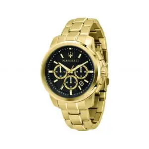 Maserati Successo 44mm Gold Chronograph Black Dial Watch