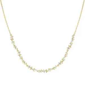 Nomination Gold Colour Wave Necklace with White Stones