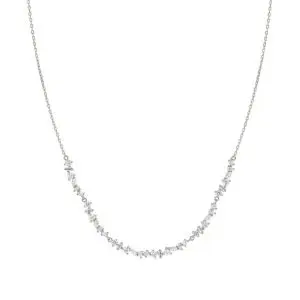 Nomination Silver Colour Wave Necklace with White Stones