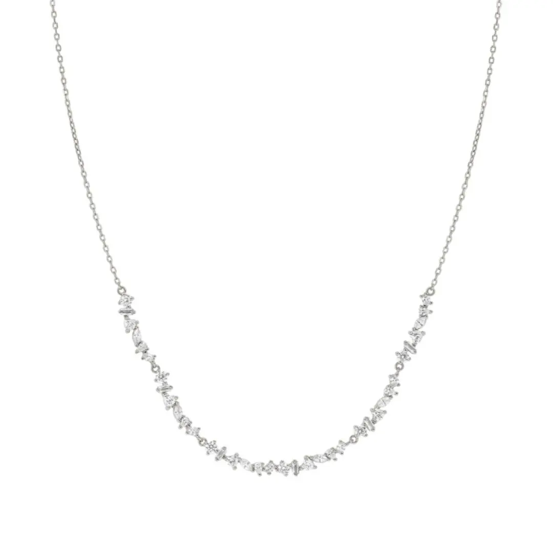 Nomination Silver Colour Wave Necklace with White Stones