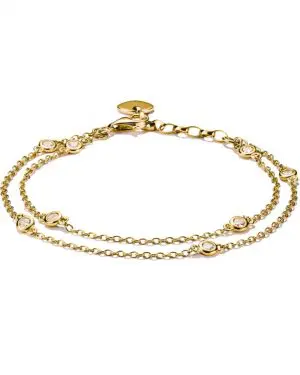 Thomas Sabo Gold Plated Ladies Elyndra Two Row Cubic Zirconia Bracelet