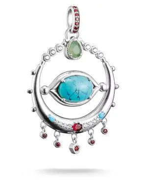 Thomas Sabo Elyndra Silver Eye Amulet Pendant With Turquoise Stones