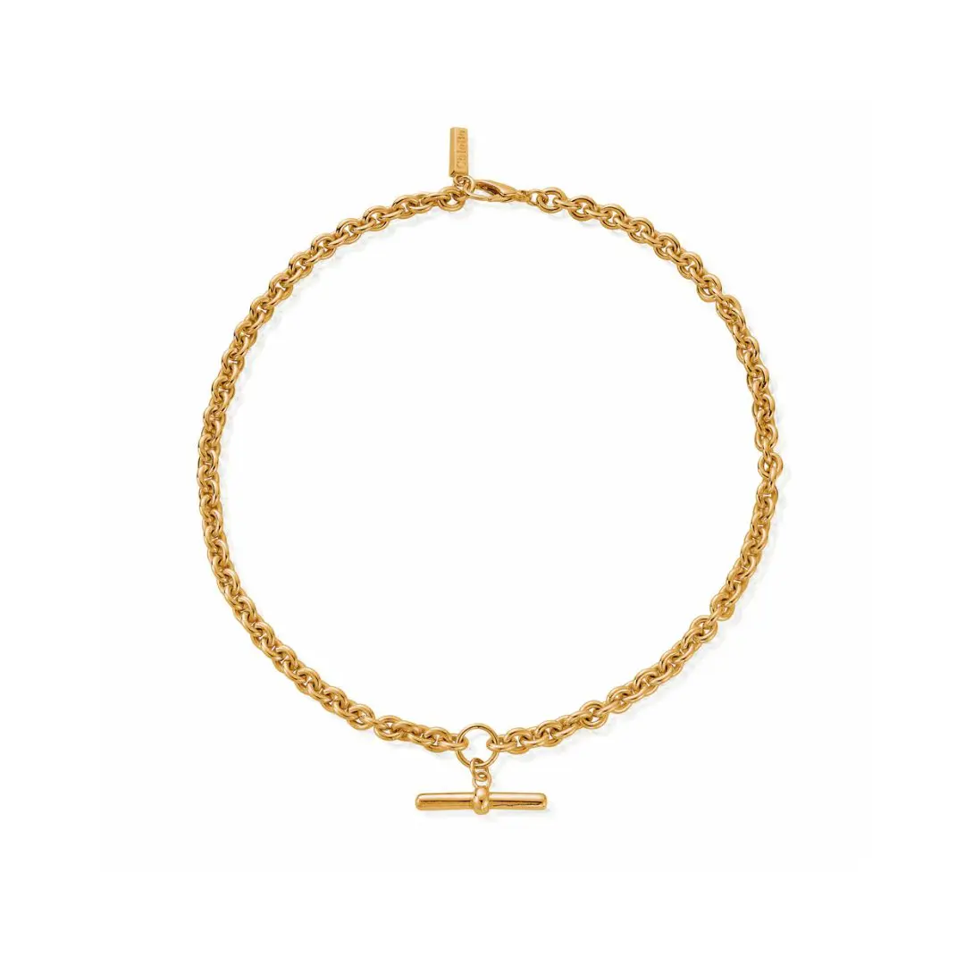 ChloBo Gold Plated T-Bar Anchor Chain Necklace