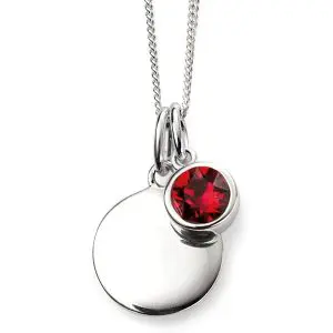 Sterling Silver Engravable Birthstone Pendent