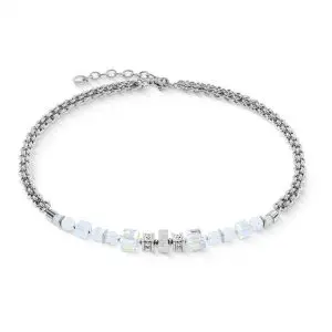 Coeur de Lion Cube Nexus Silver-White Necklace