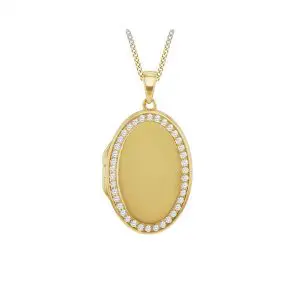 Gold Plated Oval CZ Locket