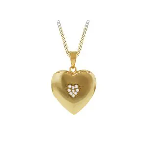 Gold Plated Heart CZ Locket