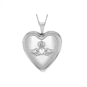 Sterling Silver Heart Claddagh Locket