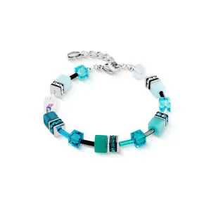 Coeur de Lion GeoCUBE® Iconic Teal Silver Bracelet