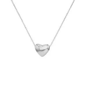 Sterling Silver Puff Heart Necklet