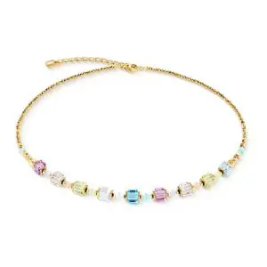 Coeur de Lion Aura Pastel Gold Cube Necklace