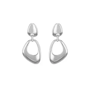 Sterling Silver CZ Organic Drop Earrings