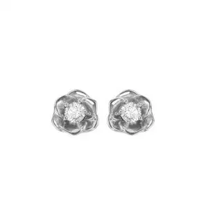 Sterling Silver White CZ Rose Stud Earrings