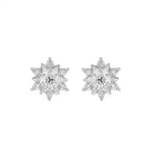 Silver Marquise CZ Flower Stud Earrings