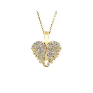 Gold Plated CZ Open Wing Heart Pendant