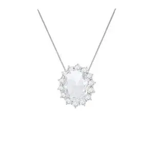 Sterling Silver CZ Oval Pendant