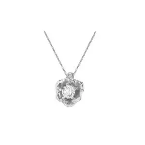Sterling Silver White CZ Rose Pendant