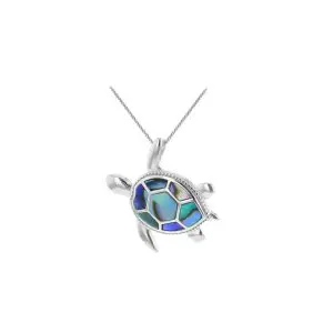 Sterling Silver Paua Shell Turtle Pendant