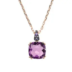 Bronzallure Square Prisma Gem Purple Pendant
