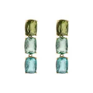 Bronzallure Green & Blue Gem Drop Earrings