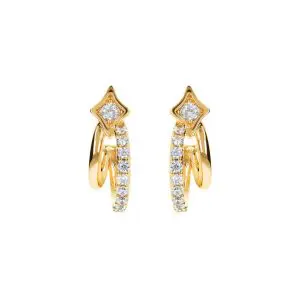 Bronzallure Double Étoile Golden CZ Earrings
