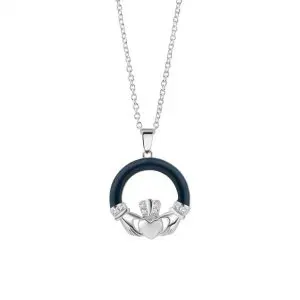 Newbridge Silver Plated Enamel Claddagh Pendant